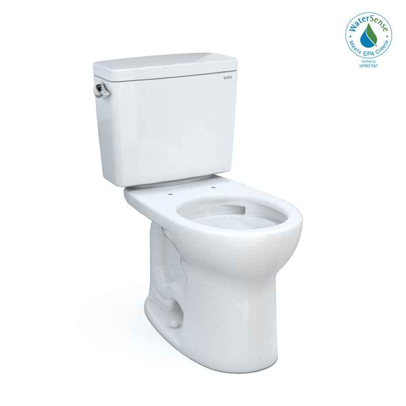 Drake® 1.28 GPF Water Efficient Round Two-Piece Toilet with Tornado Flush (Seat Not Included), Cotton White