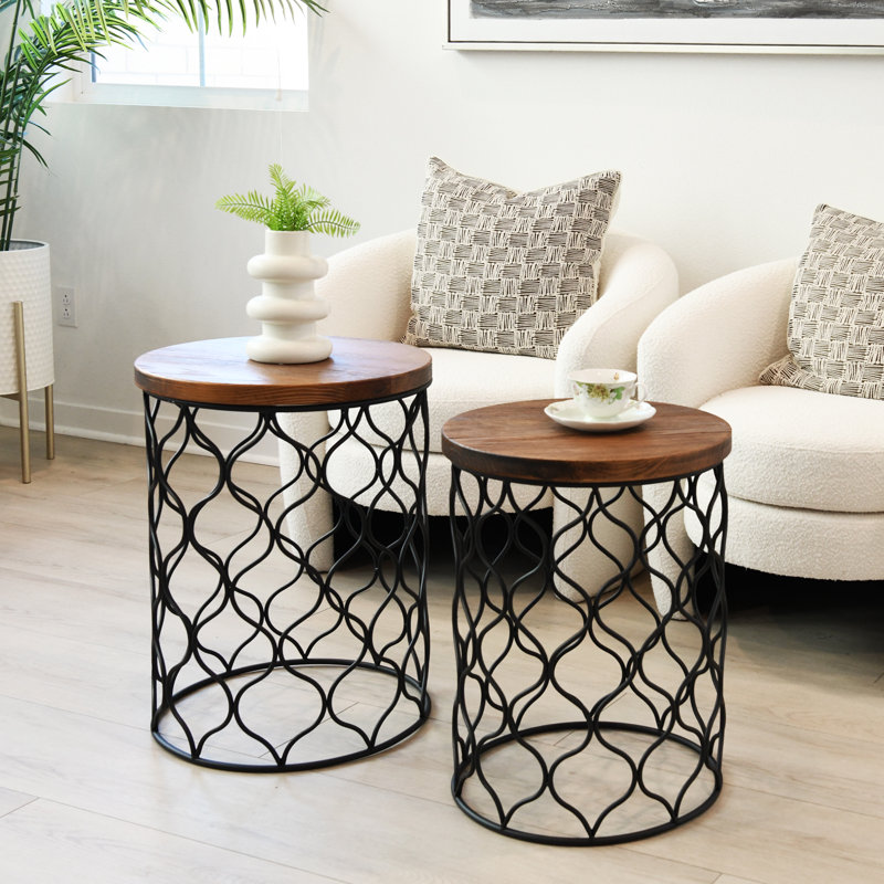 Ensemble de 2 tables de bout rondes avec structure en acier