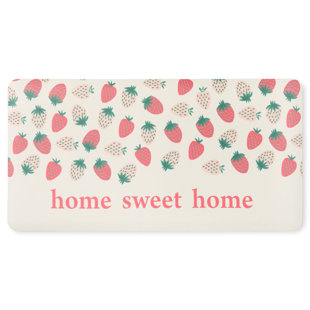 SUR LA TABLE KITCHEN ESSENTIALS Home Sweet Home Quirky Strawberries Fruit Kitchen Mat Cream