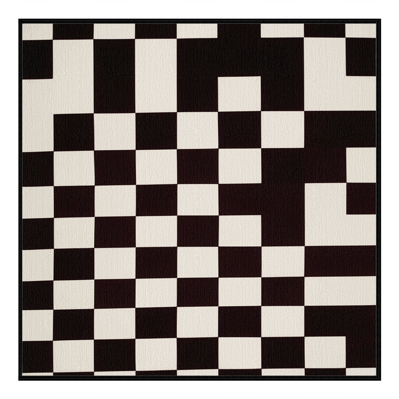 Tapis damier noir lavable à la machine, Carré 5 pi