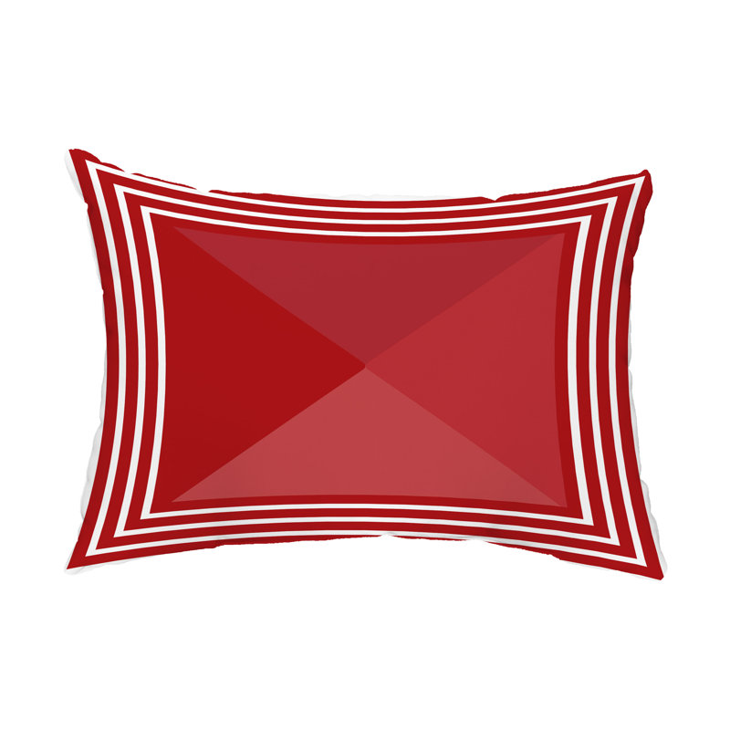 Geometric Outdoor Reversible Throw Pillow, Red