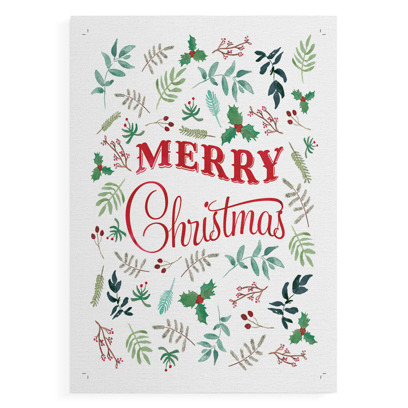 Merry Christmas Greenery - Impression sur toile seulement - NON-CADRE, H 12 po x l 8 po
