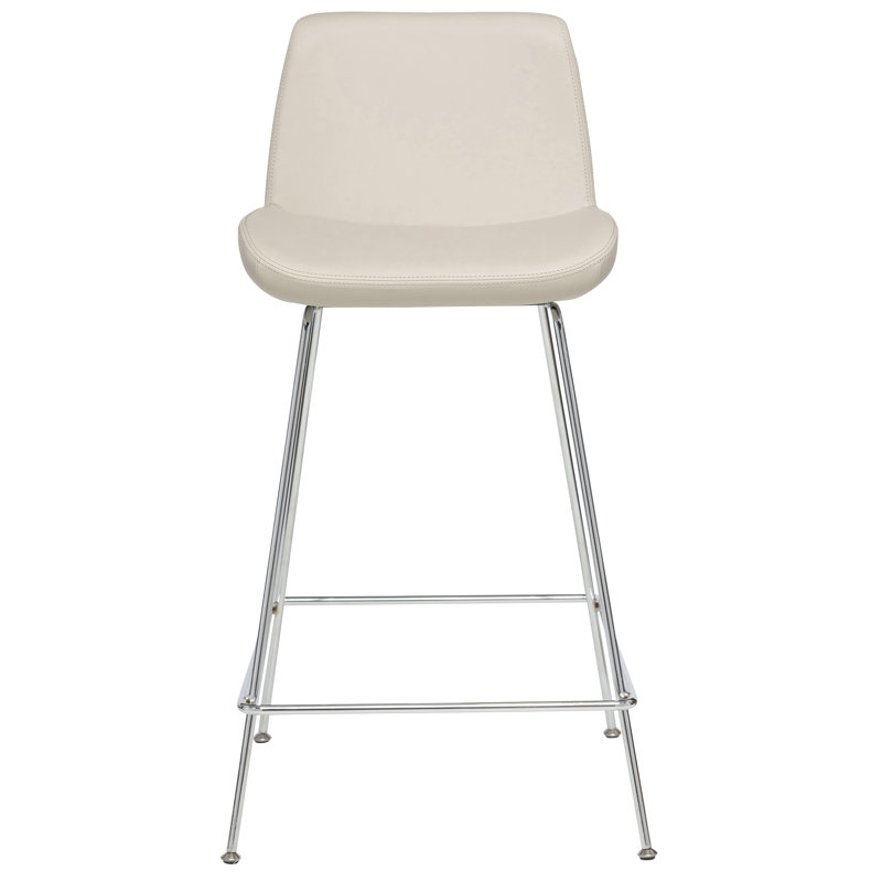 Tabouret de bar et de comptoir Jabreya, Tabouret de comptoir (siège d'une hauteur de 25 p, Chrome chrome, Os