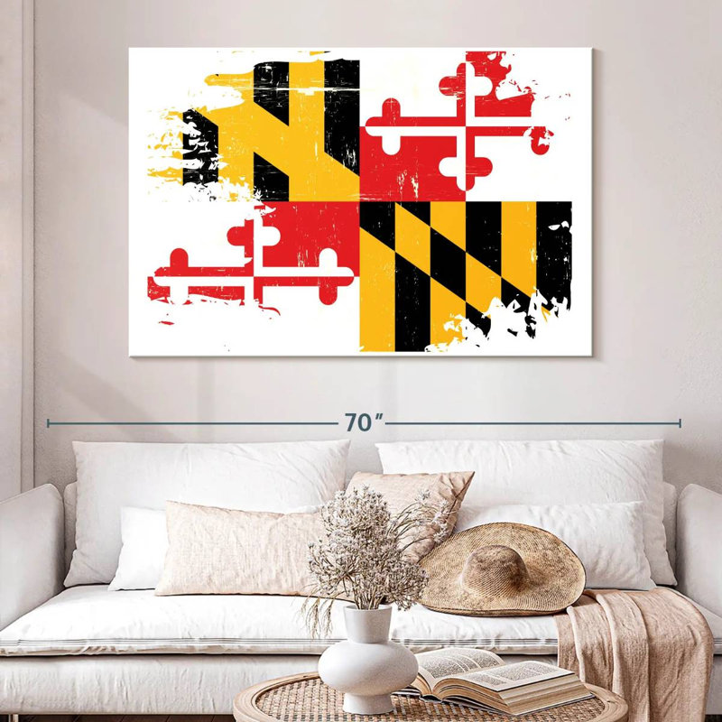 Borges Grunge Style Maryland Flag, 34" H x 51" W