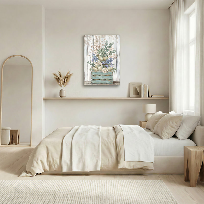 Ensemble de 1 tableau mural rustique à motif floral sur toile, H 36 po x l 24 po, Toile tendue