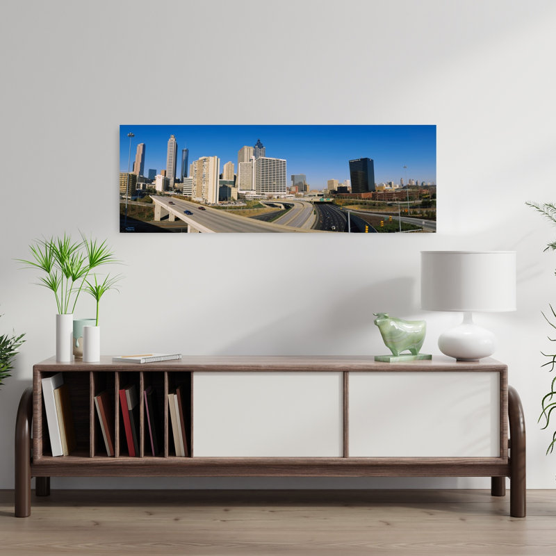Skyscrapers in a city Cityscape Atlanta Georgia USA 1 Piece Wrapped Canvas Panoramic Wall Art, 30.48 cm H x 91.44 cm W