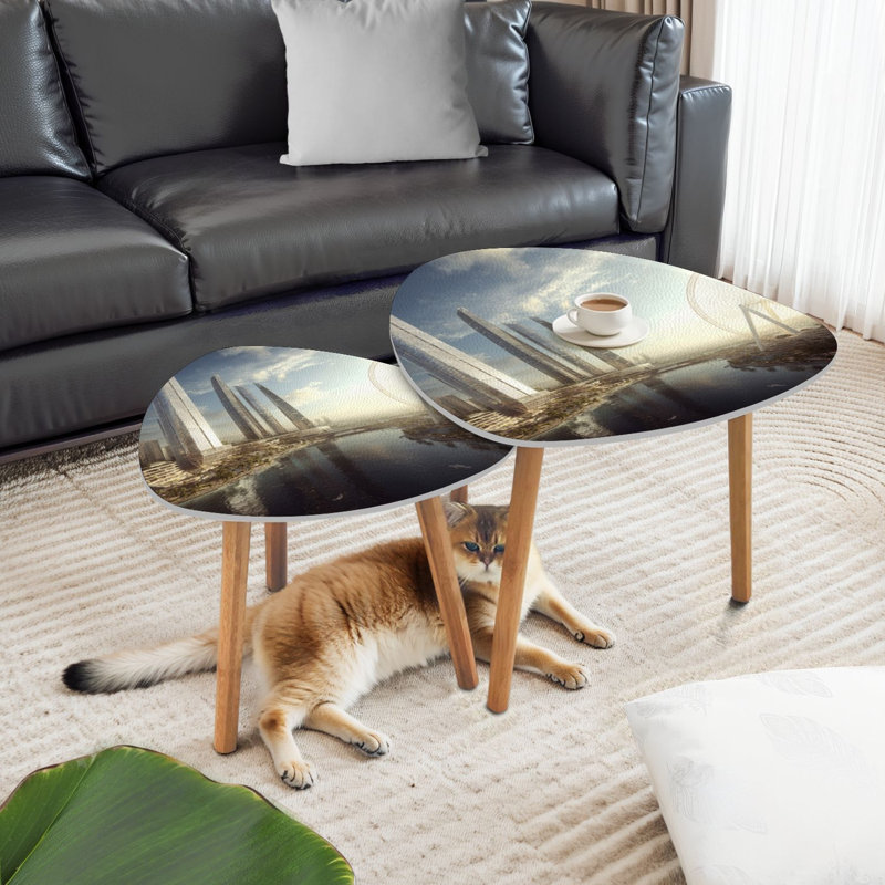 Ensemble de 2 tables basses gigognes Triangle