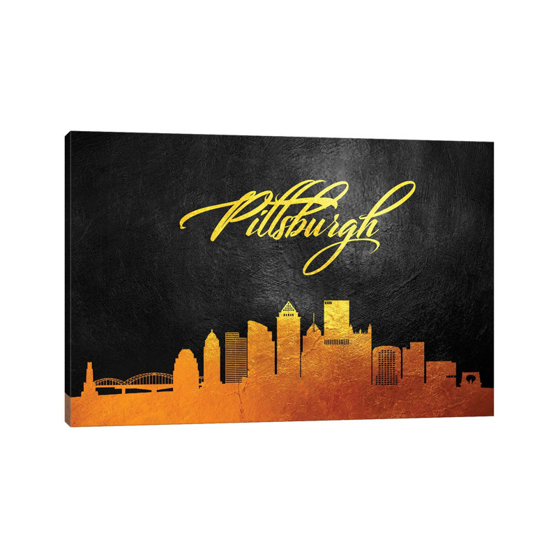 Pittsburgh Pennsylvania Gold Skyline by Adrian Baldovino - Wrapped Canvas Print, 66.04 cm H x 45.72 cm W x 1.91 cm D
