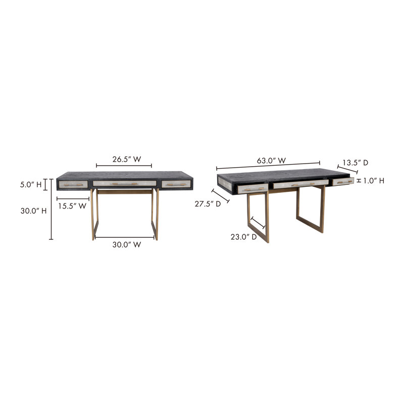 Desk, Gray/Gold