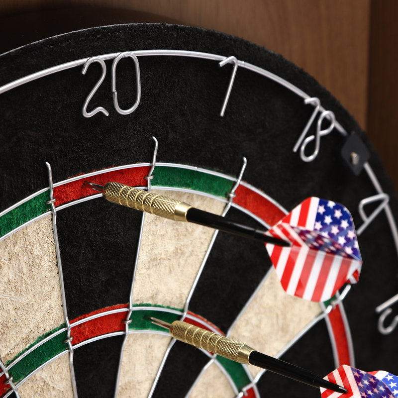 Modern Brown MDF and Sisal Dartboard Cabinet Set