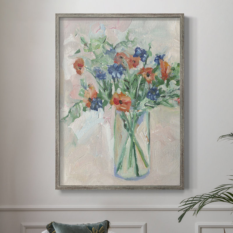 Painterly Soft Bouquet II, reproduction encadrée - bois massif, H 11 po x l 9 po