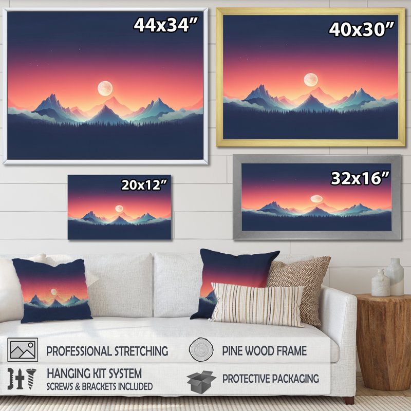" Minimalist Sunset III ", 24" H x 32" W x 1" D, Black Single Picture Framed