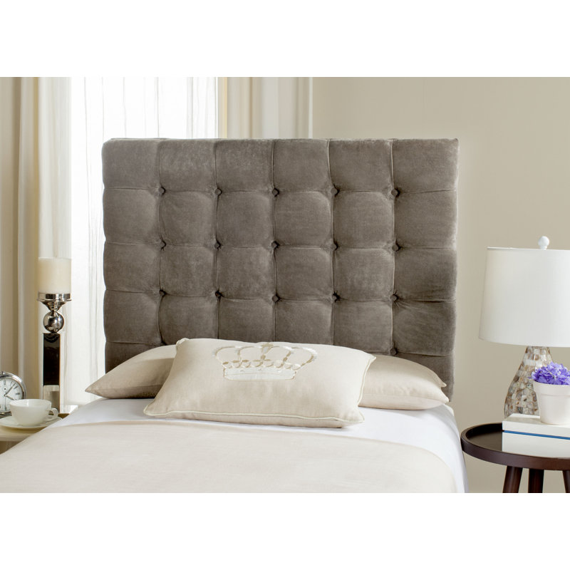 Upholstered Headboard, Velvet Greige, Twin