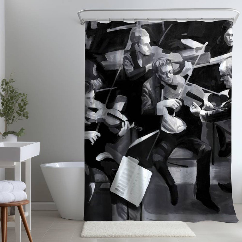 Shower Curtain MU34 – Polyester Shower Curtain, Dye Sublimation Print, 71" W × 74" L