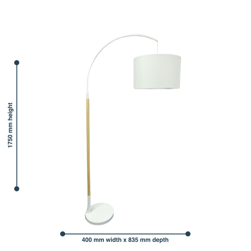 Maica 175cm White Arched Floor Lamp
