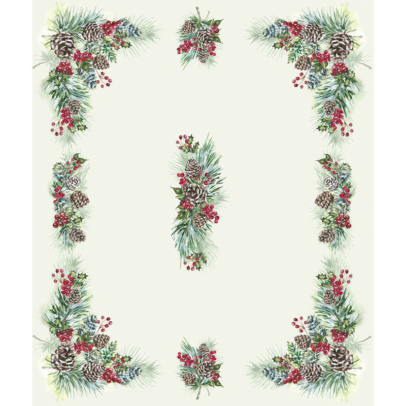 Allbritton Winter Garland Tablecloth, 84" L x 70" W