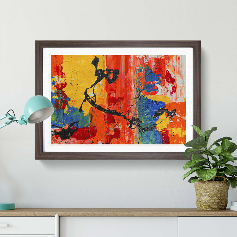 Abstract Art Painting Vol.161 by S.Johnson - Picture Frame Painting Print on MDF, 62cm H x 87cm W x 2cm D, Walnut Framed
