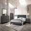 Lit plateforme très grand lit de style moderne 1 pièce en tissu de polyfibre gris anthracite capitonné avec cadre de tête de lit pour la chambre à coucher