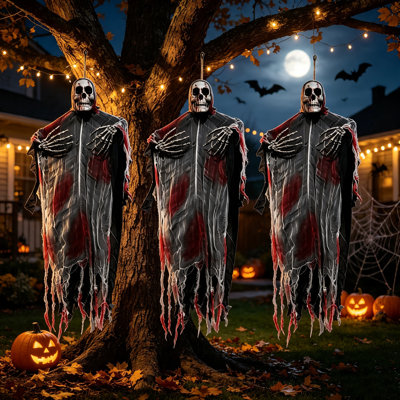Paquet de 3 décorations d'Halloween suspendues fantôme d'extérieur, 35,43 po Halloween