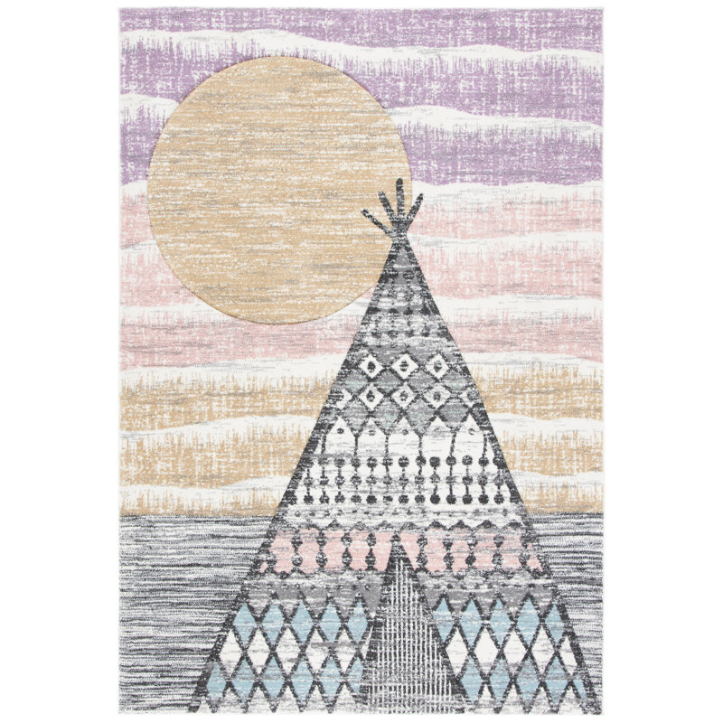 Tapis gris / rose Highland Creek, Rectangle 8 pi x 10 pi