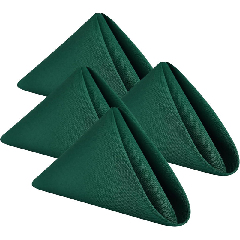 Set of 4 Hunter Green Cloth Napkins 17 x 17 Inches