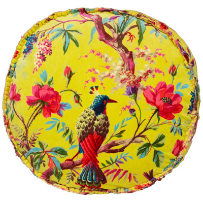 Floral Lime Circular Floor Cushion