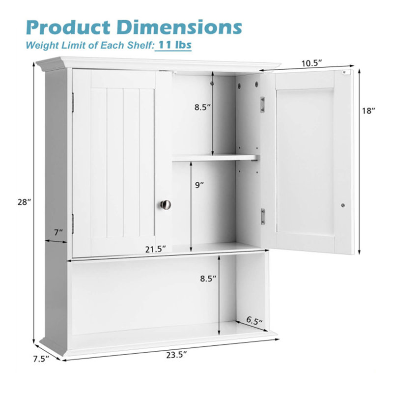 Bellani Wall-Mounted Manufactured Wood Bathroom Cabinet, White