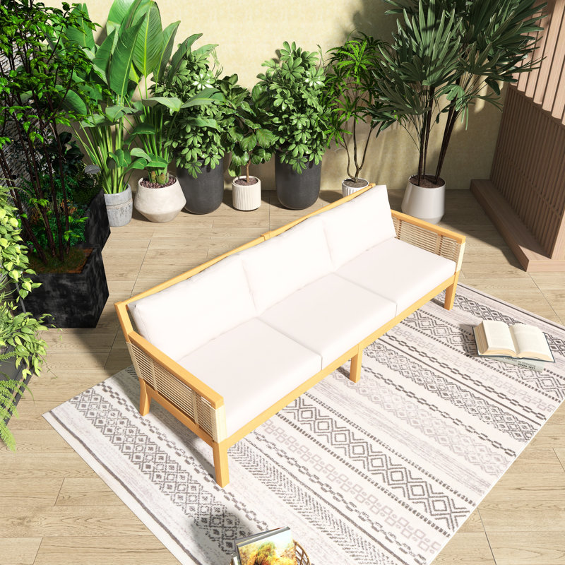 Canapé d'extérieur en bois 75 po avec coussins 75 po