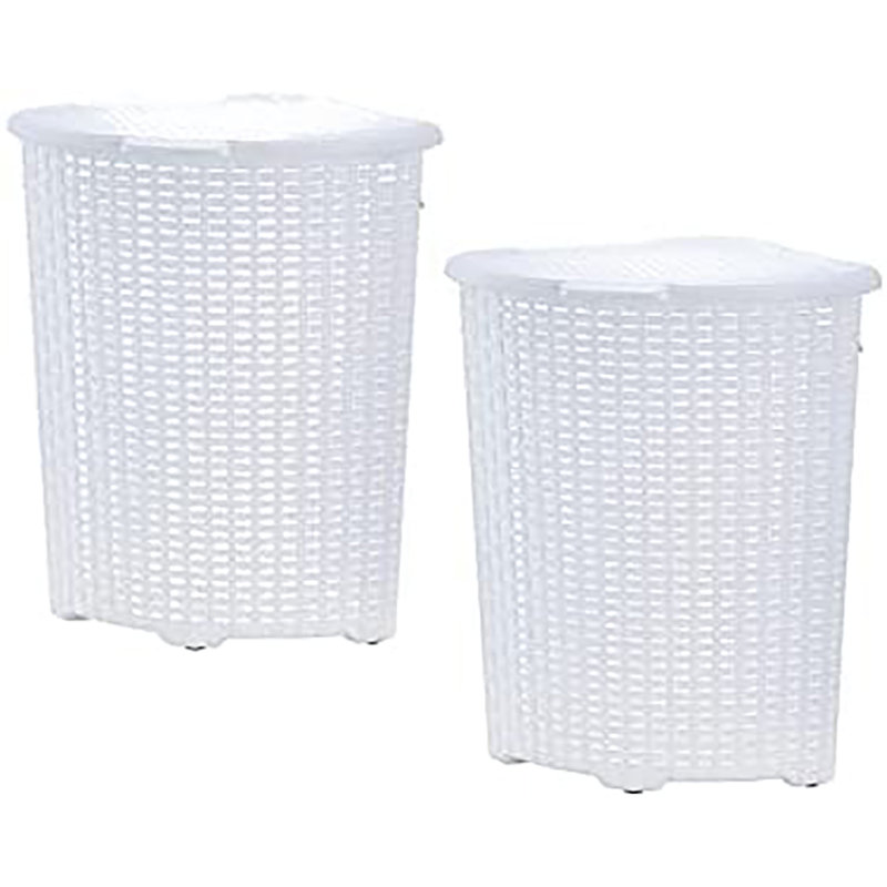 Wicker Laundry Hamper, White, 22" H x 19" W x 15" D