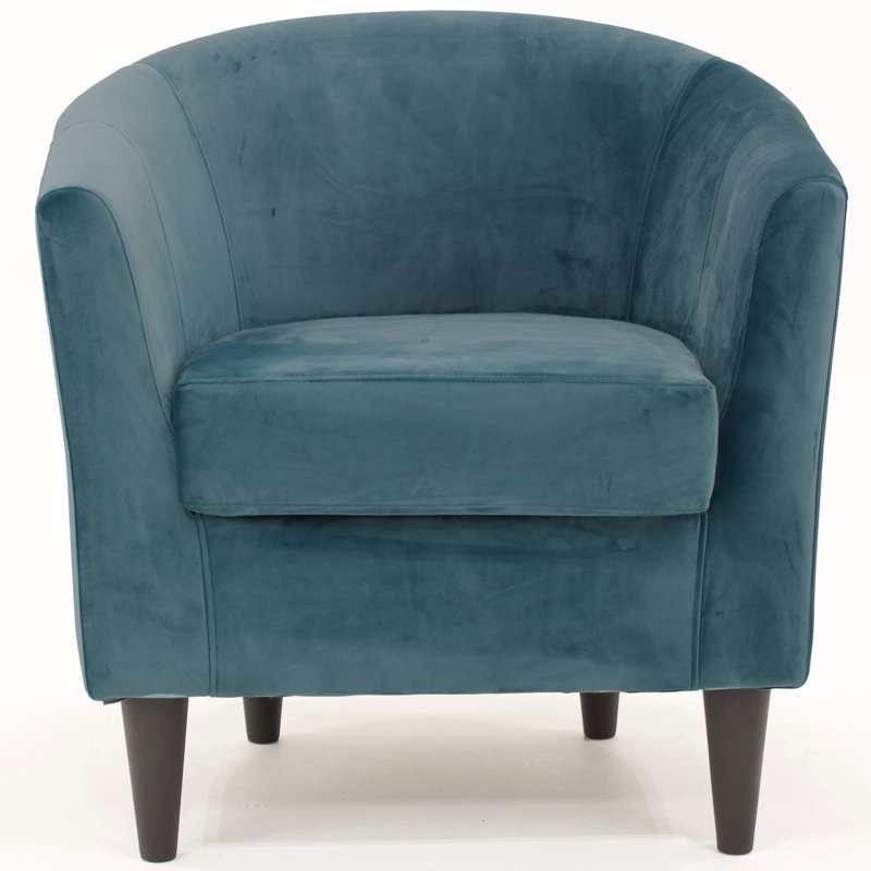 Fauteuil demi-tonneau l 31,5 po Kronos, Velours Chantel bleu sarcelle performance, Noir