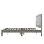 Grand lit, plateforme en bois massif, tête de lit tapissier carrée, thème Mid-Century moderne, ton gris, taille d'assemblage facile, cadre de plateforme, design, finition, système de lattes silencieuses