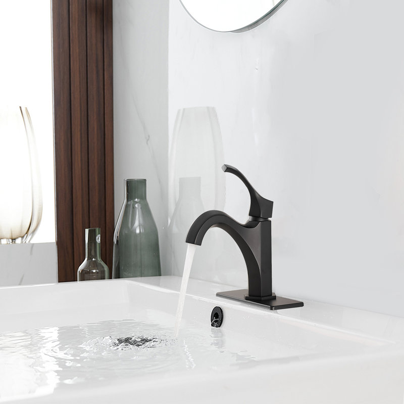 Farmhouse Single Hole Bathroom Faucet, Matte Black