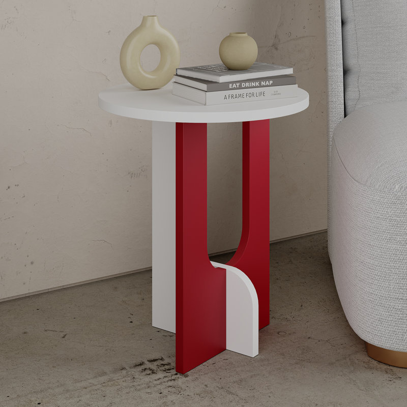 Table de bout Doubilet, Blanc, Blanc / Bourgogne