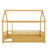 Twin Size Floor Wooden Bed With House Roof Frame, Fence Guardrails,(Twin,Natural)-1880682351