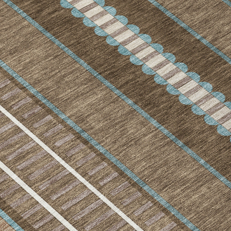 Machine Washable Indoor/Outdoor Chantille ACN2681 Stripes Rug, Chocolate, 9' x 12'