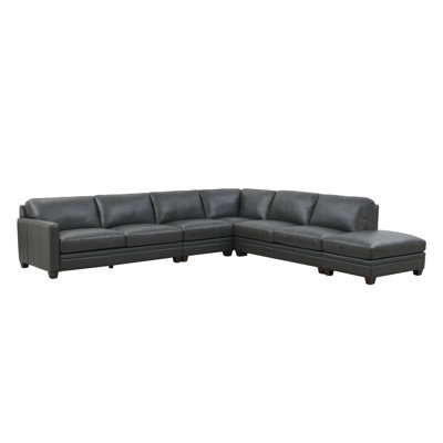 Modern Sofa Naples Top Graleather L-Shape 5-Piece Sectional Right End Ottoman