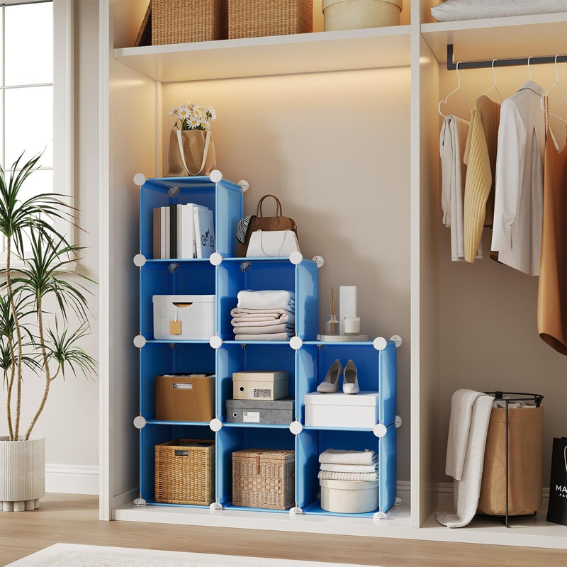 Cube Storage Organizer - Heavy-Duty Modular Cube Shelf, 11.8" x 11.8" x 11.8" Stackable DIY Closet Shelves with Anti-Tip Feet & Tool Kit