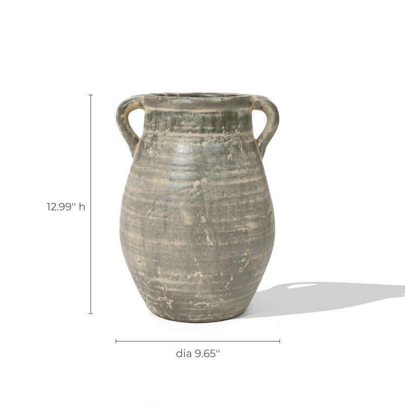 Handmade Terracotta Table Vase, 12.99" H x 9.65" W x 9.65" D