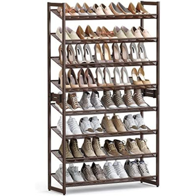 Shoe Rack, 8-Tier Shoe Organizer, Metal Rack For Garage, Set Of 2, 4-Tier Stackable Shelf, With Adjustable Flat Or Angled Shelves, 32-40 Pairs, Bronze