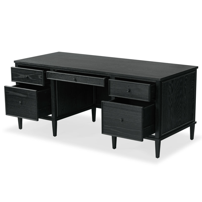 Ariella 5 Drawer Wood Desk, Black