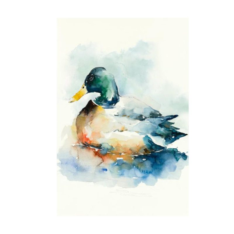 Tranquil Waterfowl Painting by Elle Youngstrom, Knife Gel, 36" H x 24" W x 1.5" D