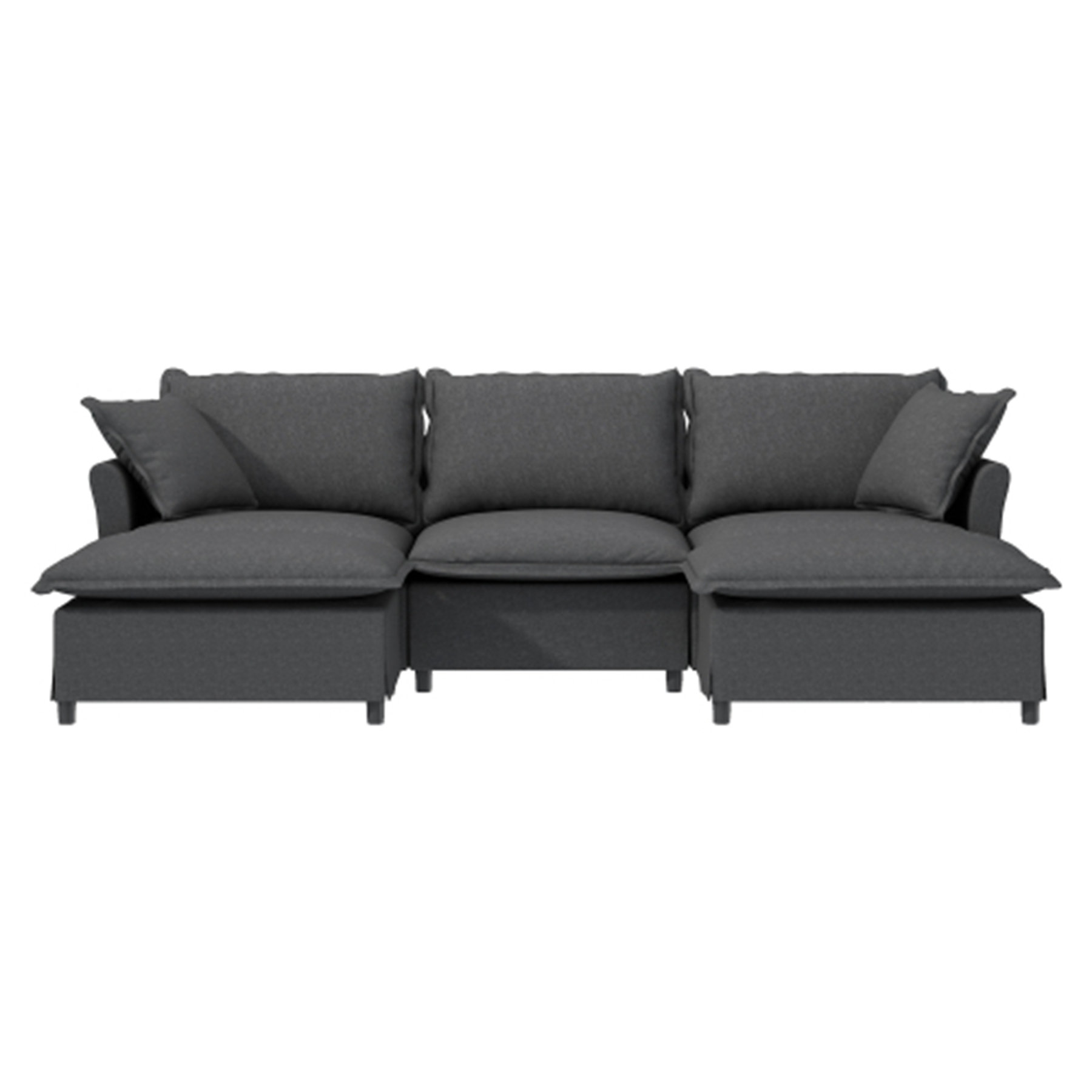 Latitude Run® Chenille Sectional Sofa with Ottoman, U Shaped Cloud ...