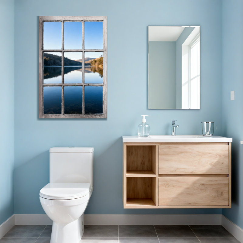 Landscape & Nature Mountain Lake Reflection Sky Nature View Window Frame, 18" H x 12" W