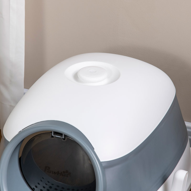 Litière pour chat avec couvercle, Blanc