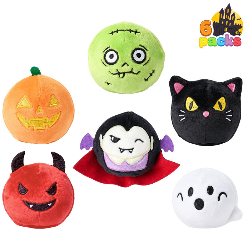 6 pièces de balles rebondissantes en peluche d'Halloween