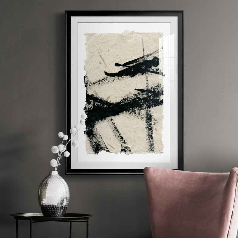 «Lines Crossed II», peinture sur toile encadrée, H 26,5 po x l 36,5 po x P 1,5 po, Noir
