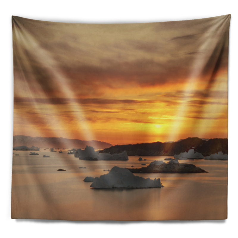 Énormes Icebergs sur la tapisserie de l'océan Arctique, H 78 po x l 92 po