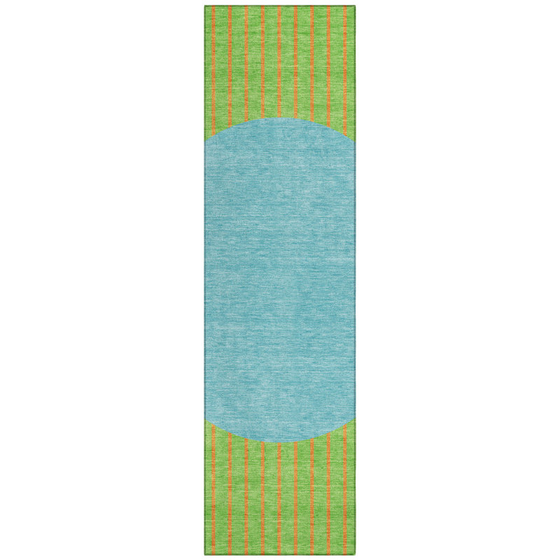 Carcyn Machine Washable Indoor Outdoor Striped Area Rug, Runner 2'3" x 7'6"