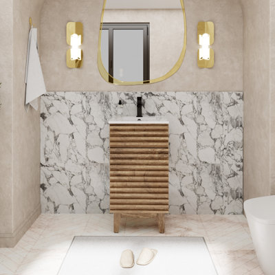 Marilyse 18" Small Single Bathroom Vanity Sink Combo with Ceramic Top, Water Saving Faucet