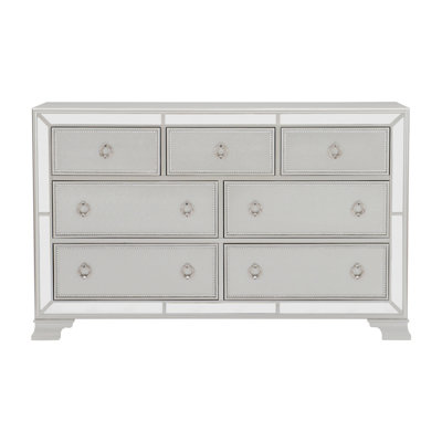 Dresser With 7 Drawers And Beveled Mirror Trim